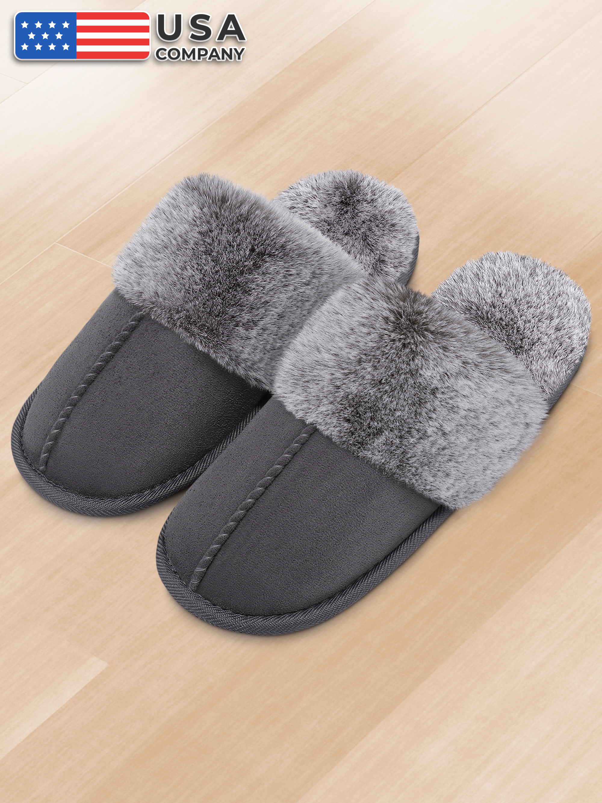 Bergman Kelly Womens Memory Foam Scuff Slippers, Fuzzy Indoor House Shoes W/ Faux Fur Collar \u0026 Plush Fleece Lining